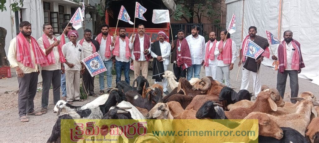 మంత్రి పదవి కోసం గాంధీభవన్ కు గొర్లు.. తీవ్ర ఉద్రిక్తత