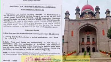 తెలంగాణ హైకోర్టులో 66 సివిల్ జడ్జి పోస్టుల భర్తీకి నోటిఫికేషన్ విడుదల..!
