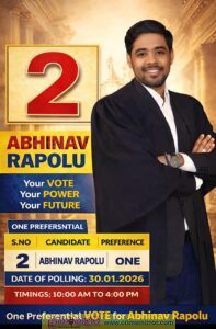 బార్ కౌన్సిల్ పోరులో రాపోలు అభినవ్.