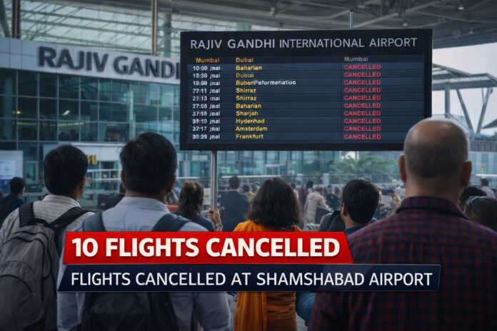 యుద్దం ఎఫెక్ట్‌... శంశాబాద్‌లో 10 విమానాలు ర‌ద్దు