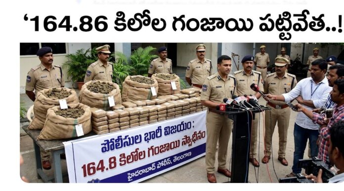 164.86 కిలోల గంజాయి పట్టివేత..!