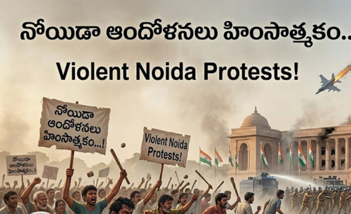 నోయిడా ఆందోళ‌న‌లు హింసాత్మ‌కం...!