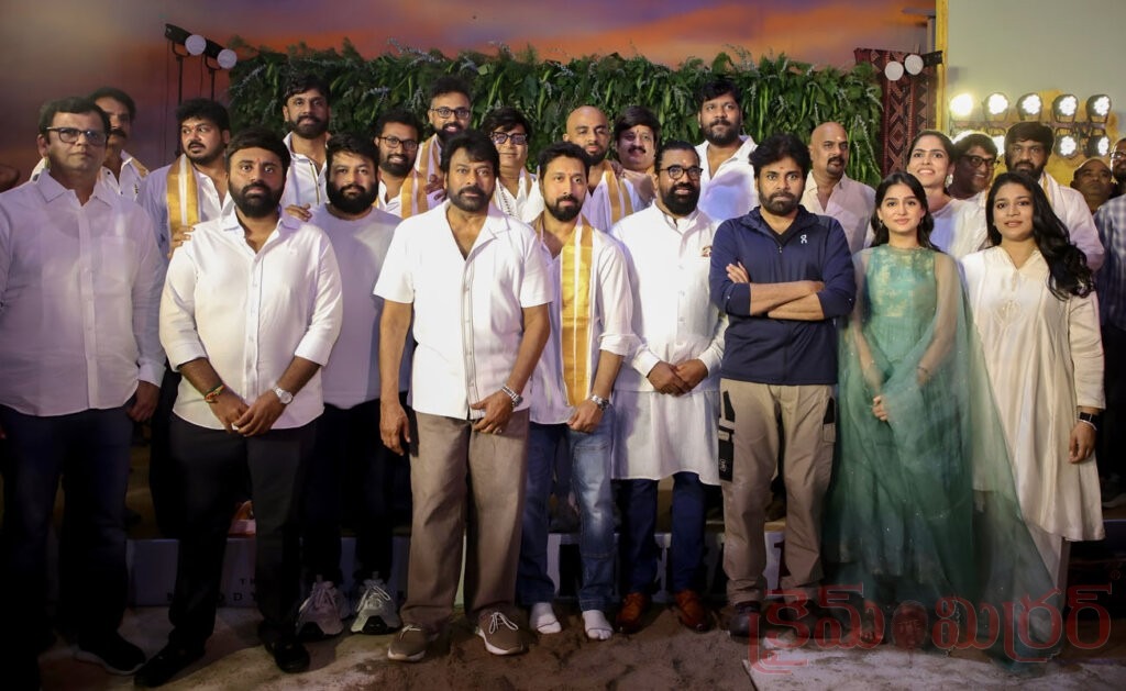 మెగా158 పూజా కార్యక్రమంలో సందడి చేసిన పవన్ కళ్యాణ్, రామ్ చరణ్