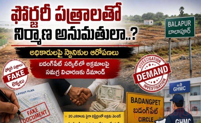 భారీ అక్రమ వెంచర్..? రియల్ ఎస్టేట్ మాఫియాతో జీహెచ్‌ఎంసీ అధికారుల కుమ్మక్కు...?