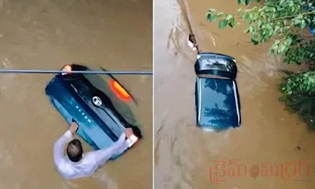ప్రాణం పెట్టి కారును కాపాడిన యజమాని.. వరదలో కూడా వదలని పట్టుదల! వీడియో వైరల్…