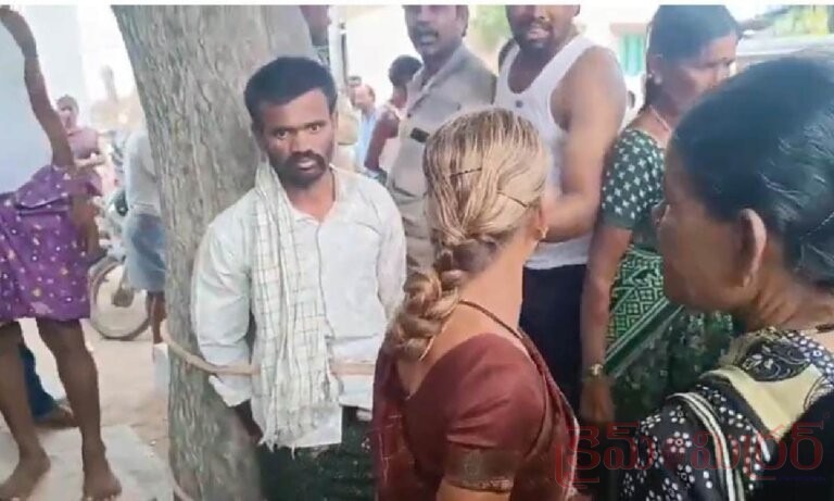మహిళపై అసభ్య ప్రవర్తన.. యువకుడిని చెట్టుకు కట్టేసిన గ్రామస్థులు